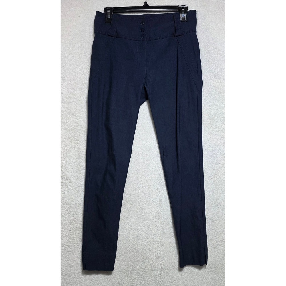 Loren's Navy Blue Slim Tapered Trousers High Rise Wide Waistband Size P